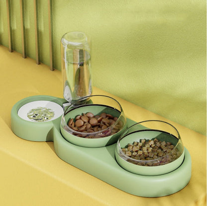Cat Double Bowl With Water Bottle - Pet bowl