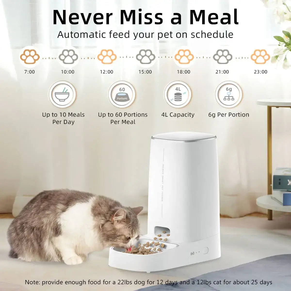 Cat Feeder Smart Wi-Fi* ROJECO - Just4Pets