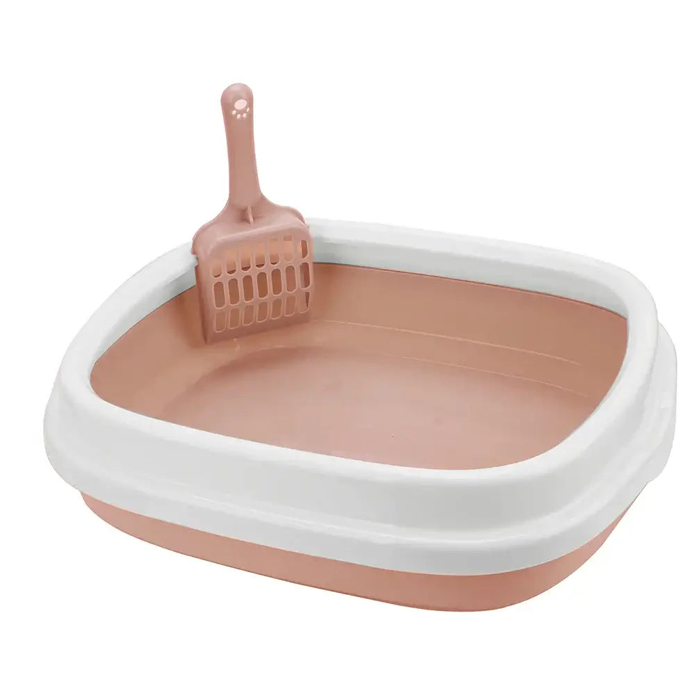 Cat Litter Tray with Scoop - Pink
