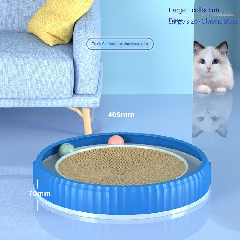 Cat Scratching Board Round Shape - Navy Blue / L - Cat Scratcher