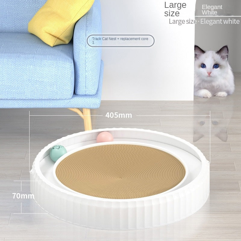 Cat Scratching Board Round Shape - White / L - Cat Scratcher