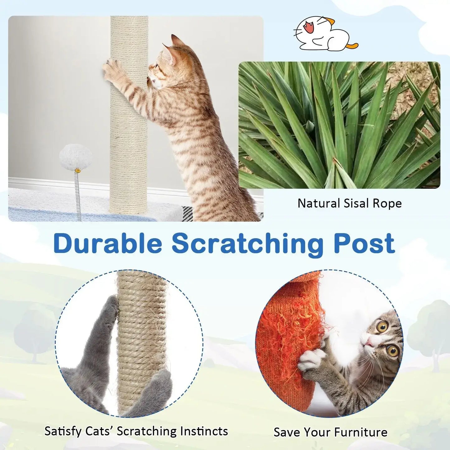 Cat Tree DORTALA Ocean-Themed 3-levels - Blue / L / UNITED KINGDOM
