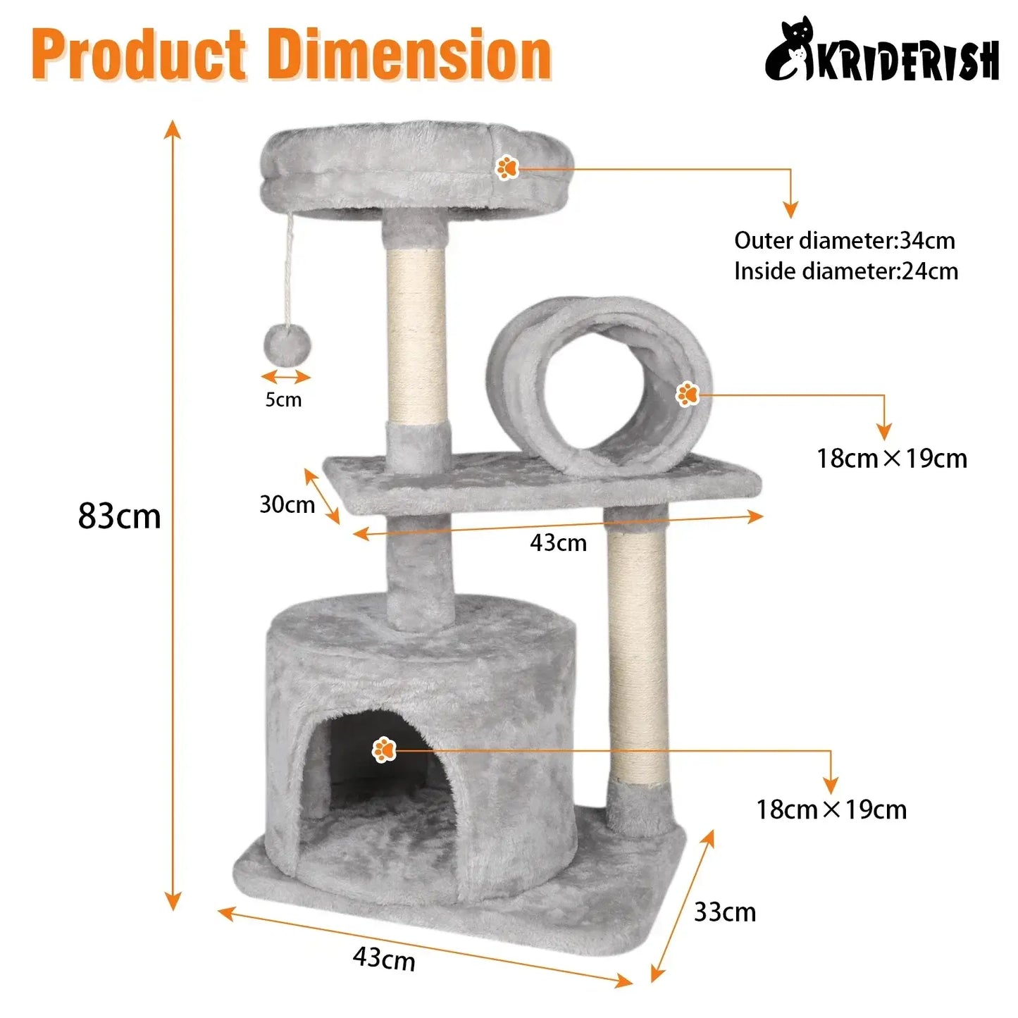 Cat Tree Multi-Level Tower - PE00121001- Grey / UNITED KINGDOM