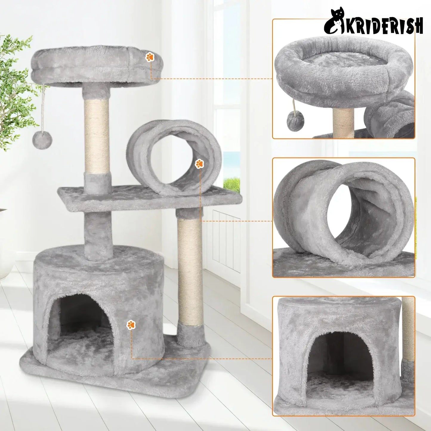 Cat Tree Multi-Level Tower - PE00121001- Grey / UNITED KINGDOM