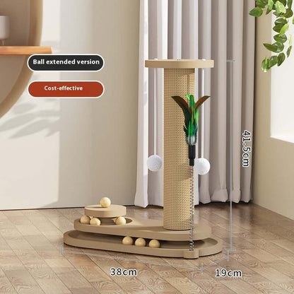 Cat Turntable Scratching Post Solid Wood - Just4Pets