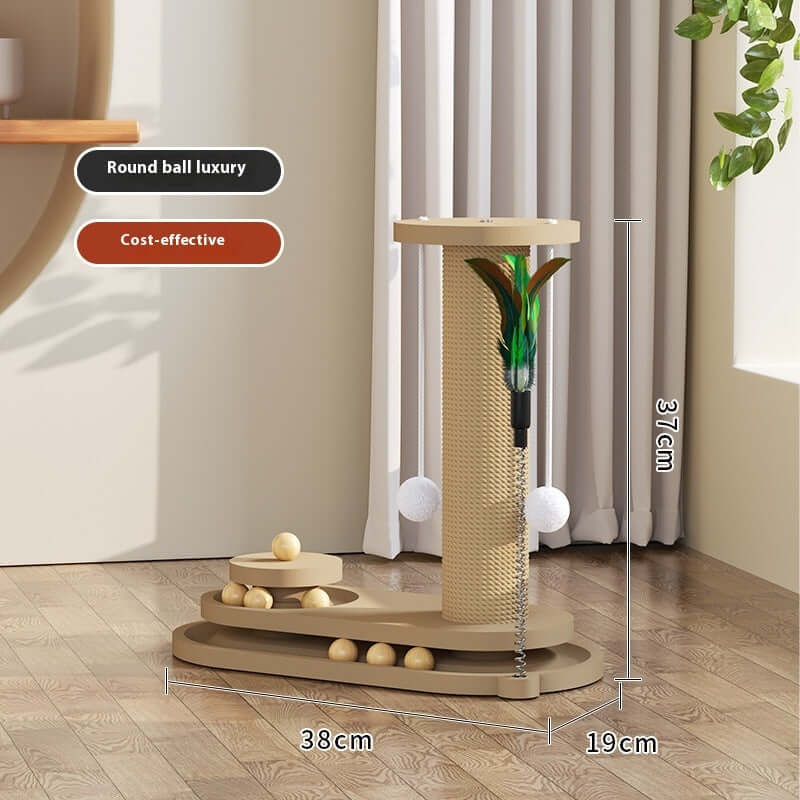 Cat Turntable Scratching Post Solid Wood - Just4Pets