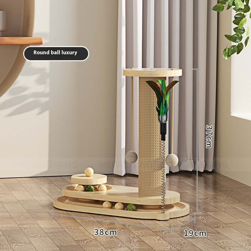 Cat Turntable Scratching Post Solid Wood - Just4Pets