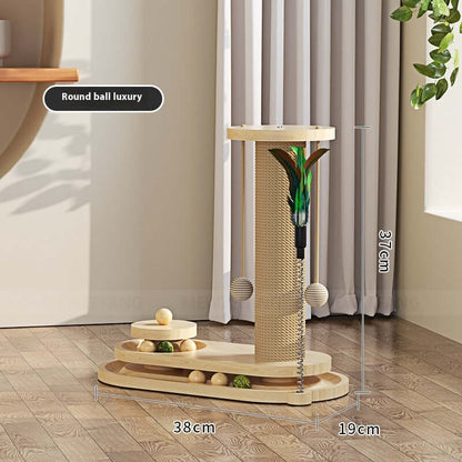 Cat Turntable Scratching Post Solid Wood - Just4Pets
