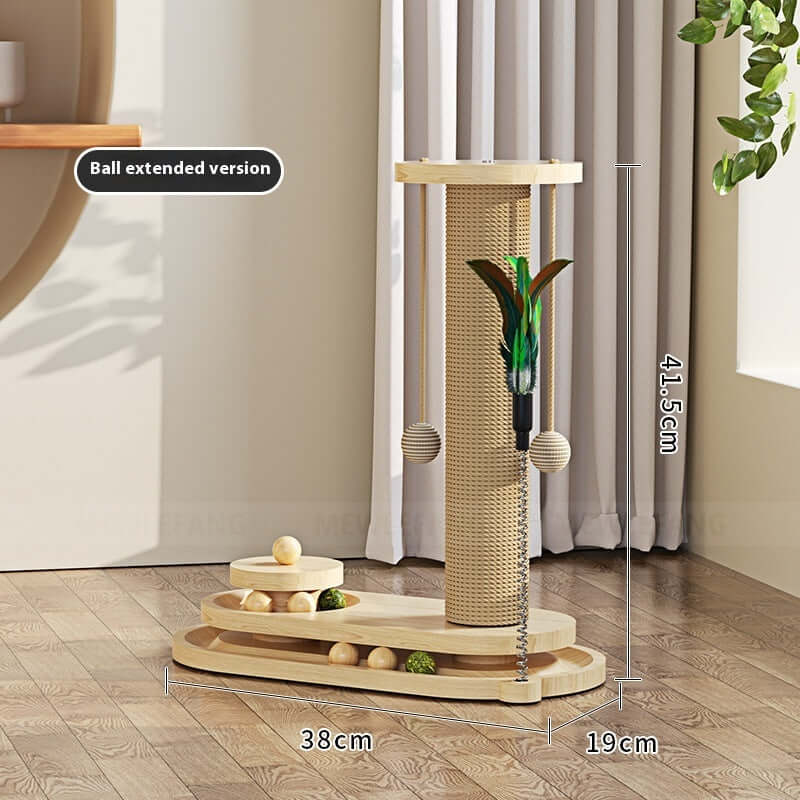Cat Turntable Scratching Post Solid Wood - Just4Pets