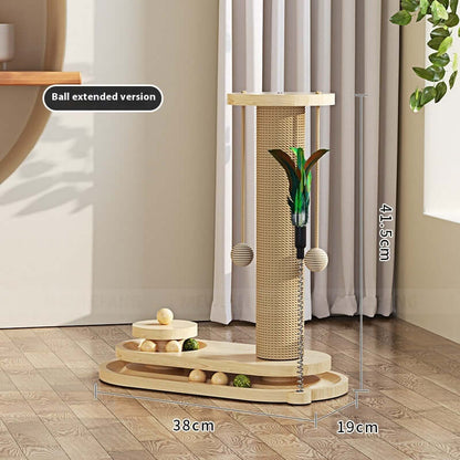 Cat Turntable Scratching Post Solid Wood - Just4Pets