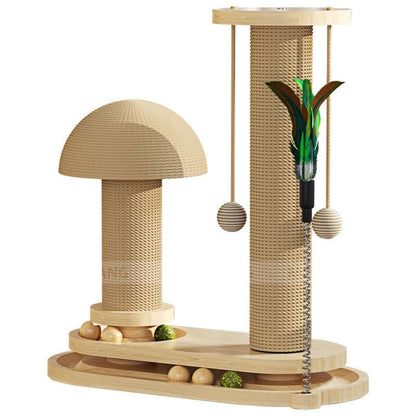 Cat Turntable Scratching Post Solid Wood - Just4Pets