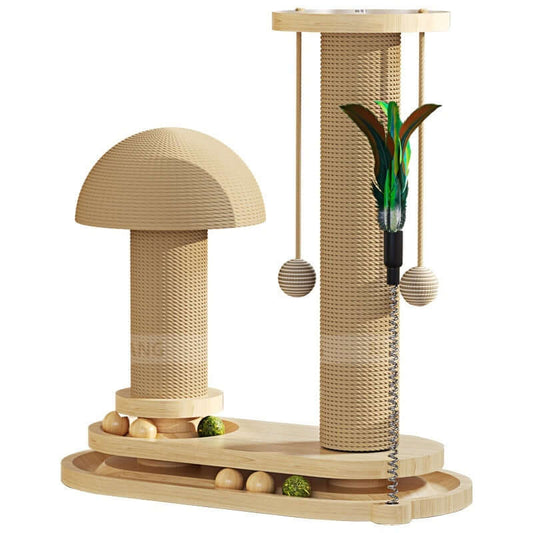 Cat Turntable Scratching Post Solid Wood - Just4Pets