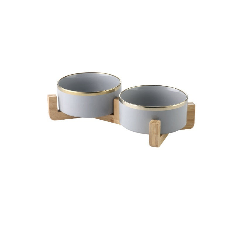 Ceramic cat food bowl - Grey double B / 13CM - Cat Bowl