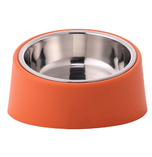 Deep Pet Bowl - 140 × 140 × 85mm / Stainless Steel Bowl Orange - Pet bowl