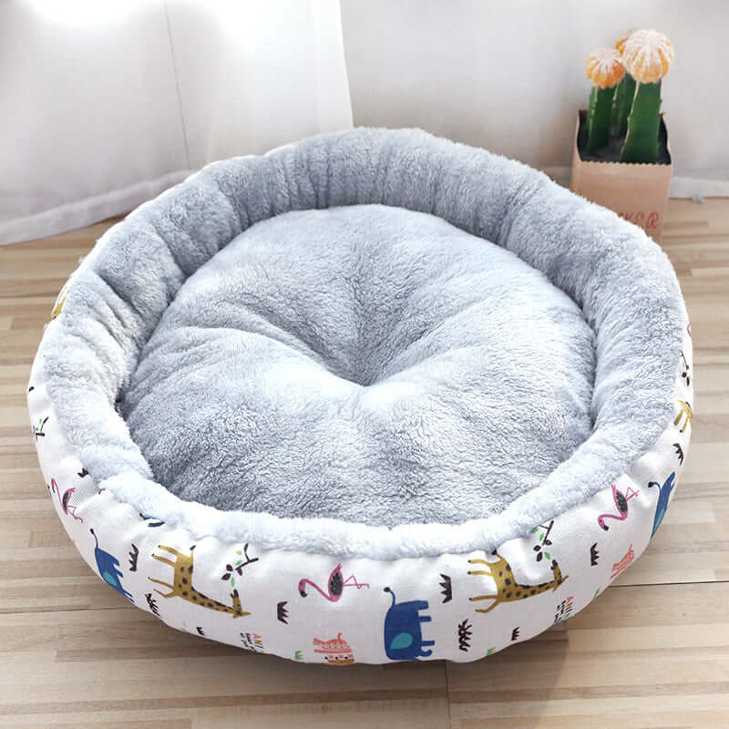 Dog And Cat Round Bed - Beige / L - Pet Bed