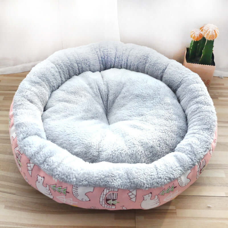 Dog And Cat Round Bed - Pink / L - Pet Bed
