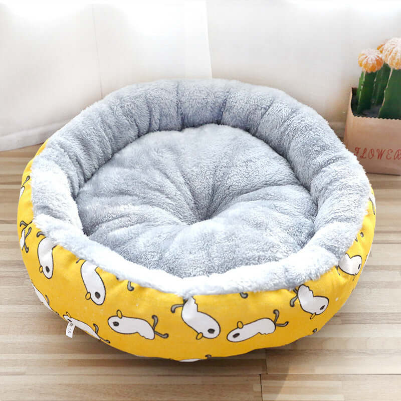 Dog And Cat Round Bed - Yellow / L - Pet Bed