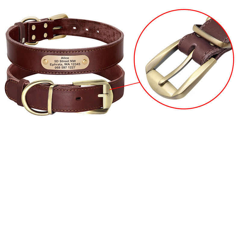 Dog Collar Personalized - Two Brown / L - Dog collar