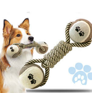 Dog Dumbbell Rope Tennis Ball Toy - default - Dog toy
