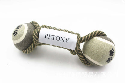 Dog Dumbbell Rope Tennis Ball Toy - default - Dog toy