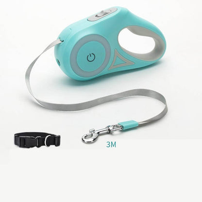 Dog Leash Retractable and Automatic - Green 3M / Tow rope and small collar - Dog leash