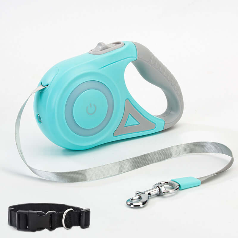 Dog Leash Retractable and Automatic - Green 5M / Tow rope and small collar - Dog leash