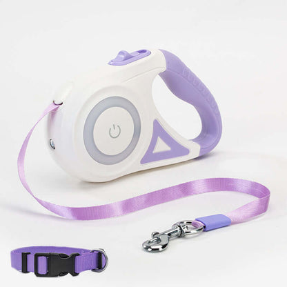 Dog Leash Retractable and Automatic - Purple 5M / Tow rope and small collar - Dog leash