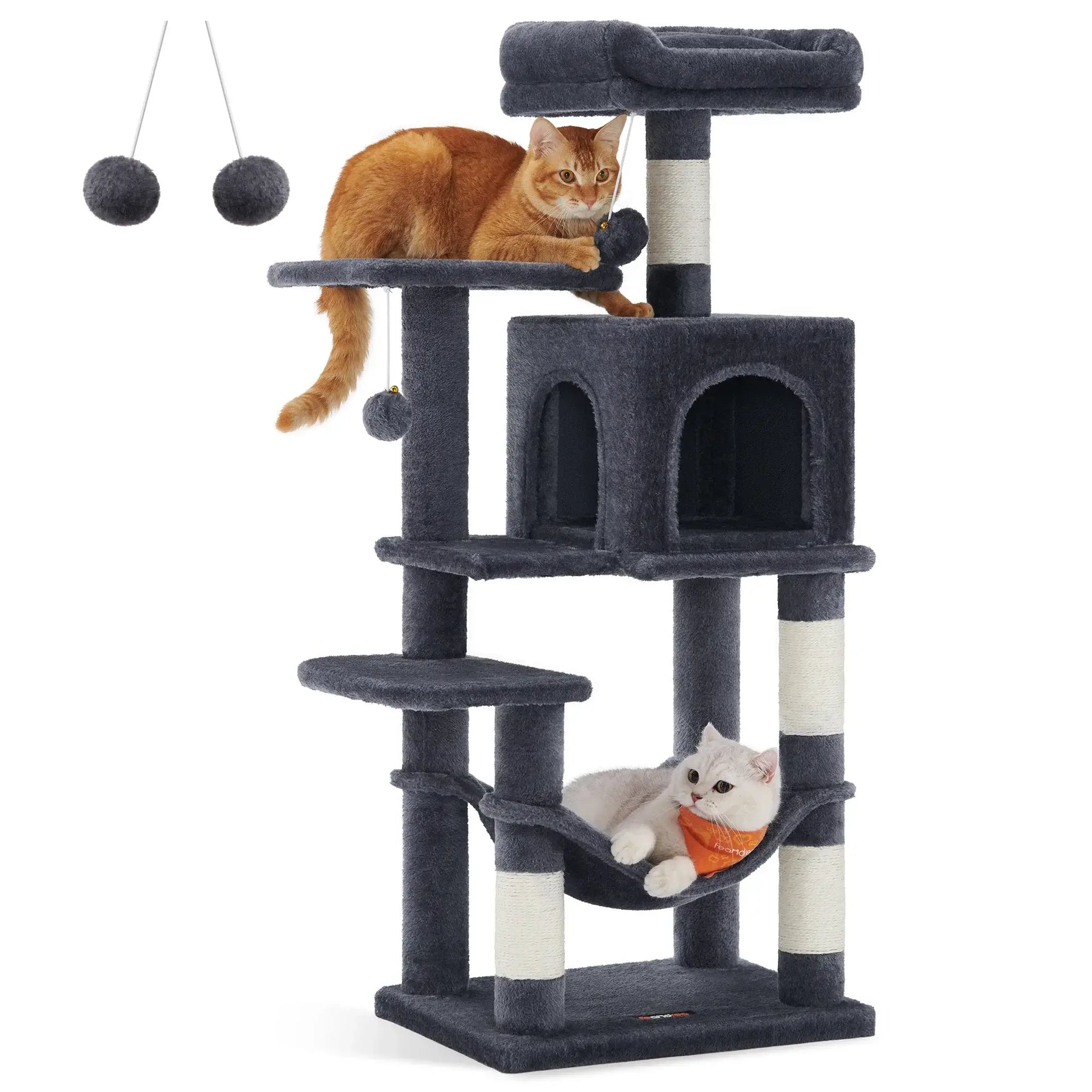 Feandrea Cat Tree Multi-Level with 4 Scratching Posts - black / M / UNITED KINGDOM