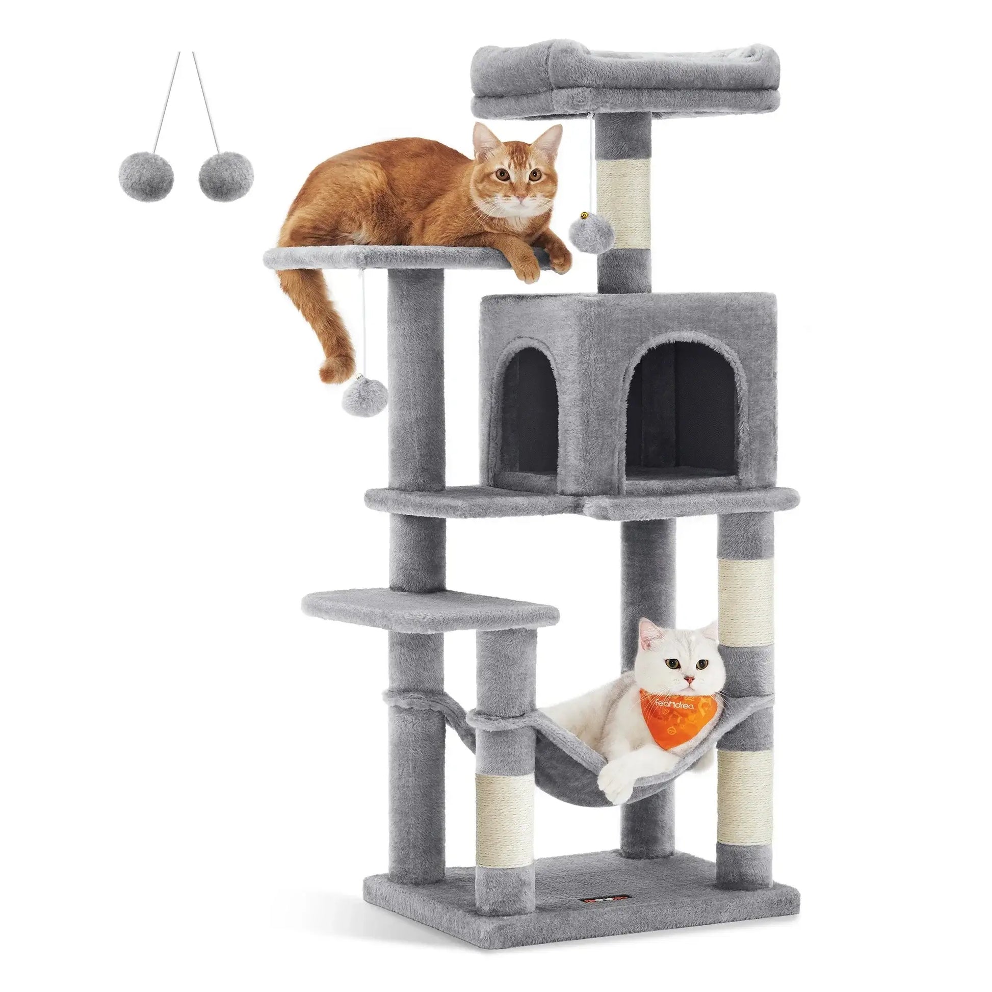 Feandrea Cat Tree Multi-Level with 4 Scratching Posts - GRAY / M / UNITED KINGDOM