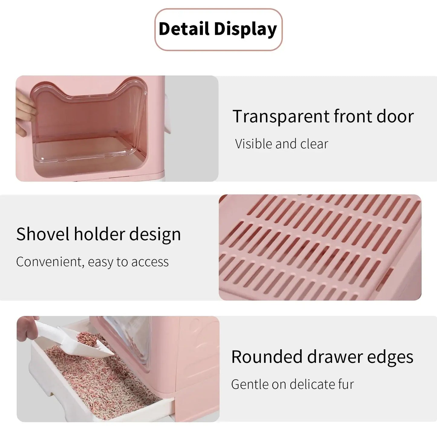 Large Enclosed Cat Litter Box with Scoop & Tray -Foldable - Just4Pets