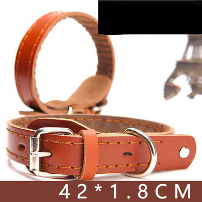 Leather Dog collar - Yellow cowhide / S - Dog collar