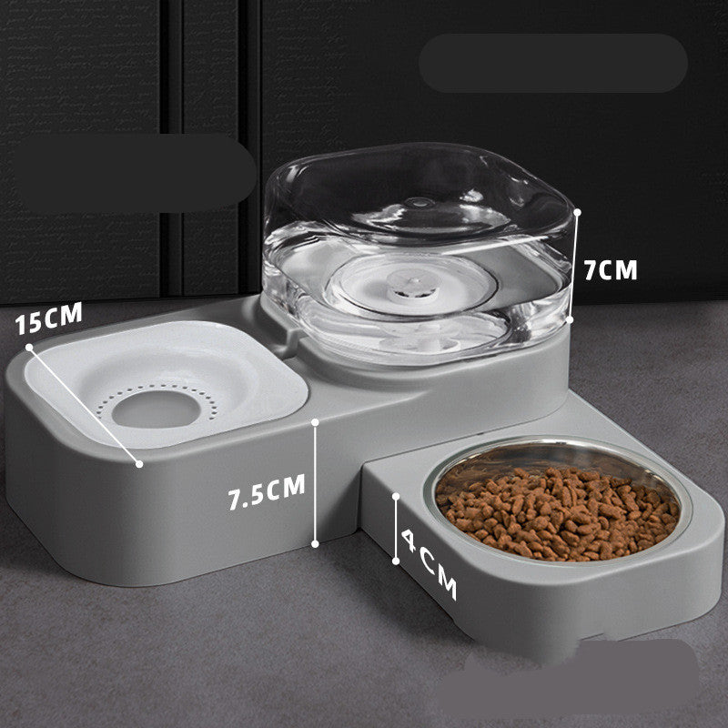 Pet Feeder with Water Bowl - Grey / 2 Style - Pet drinking