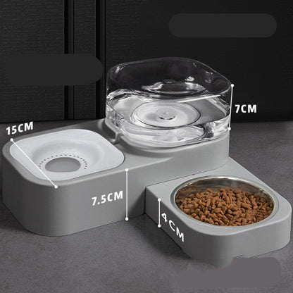 Pet Feeder with Water Bowl - Grey / 2 Style - Pet drinking