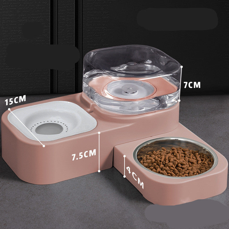 Pet Feeder with Water Bowl - Pink / 2 Style - Pet drinking