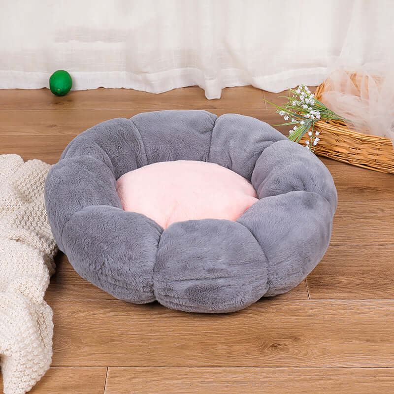 Plush Velvet Cat Kennel Bed - Grey / 40cm - Cat bed