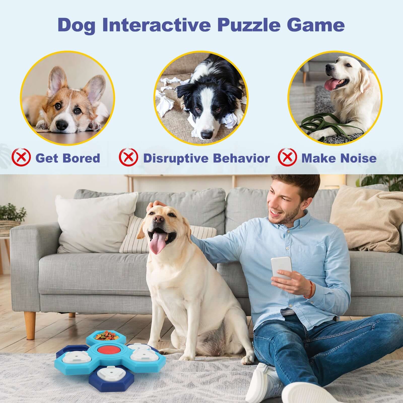 Slow Feeder for Dogs with 4 Layers - Blue - Dog toy