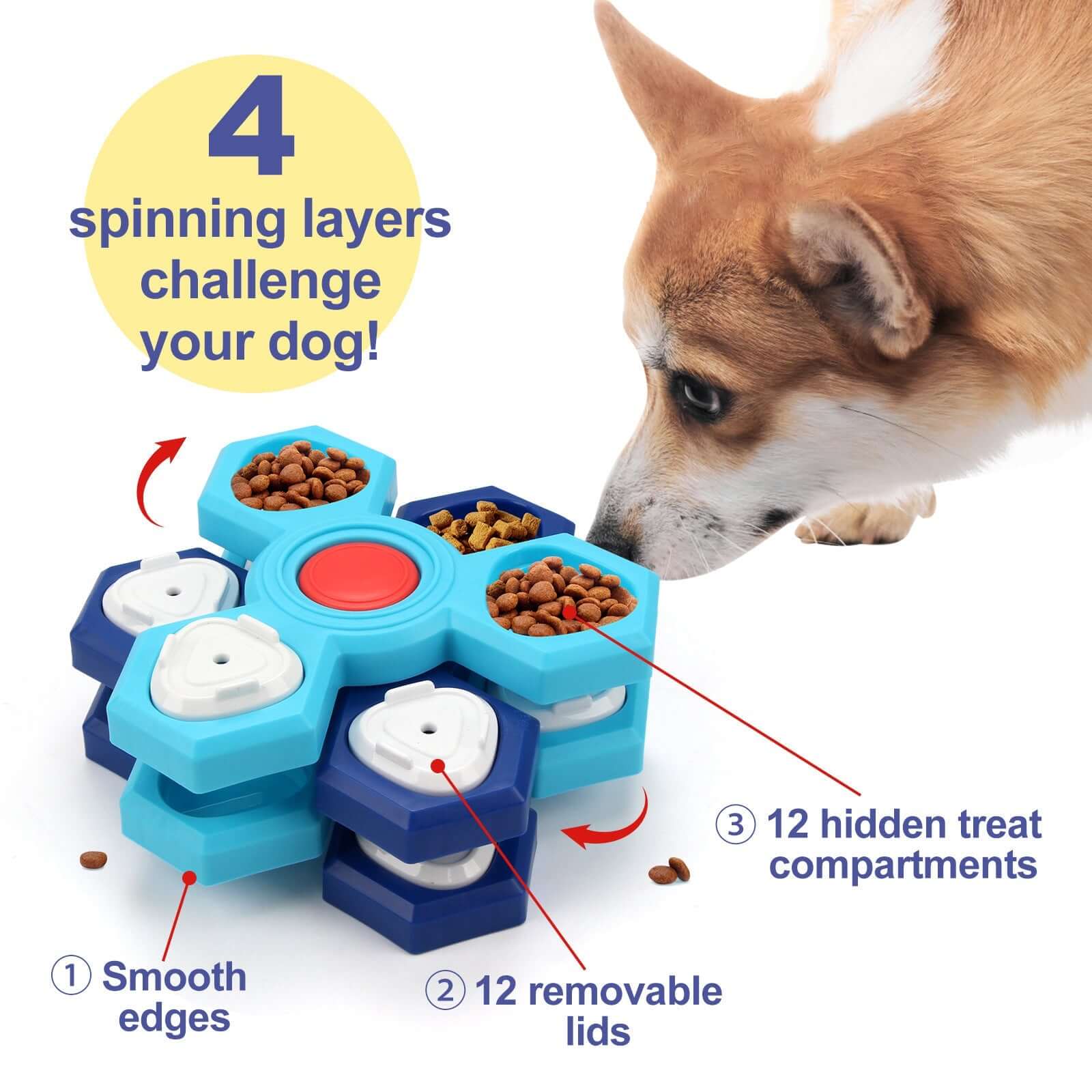Slow Feeder for Dogs with 4 Layers - Blue - Dog toy