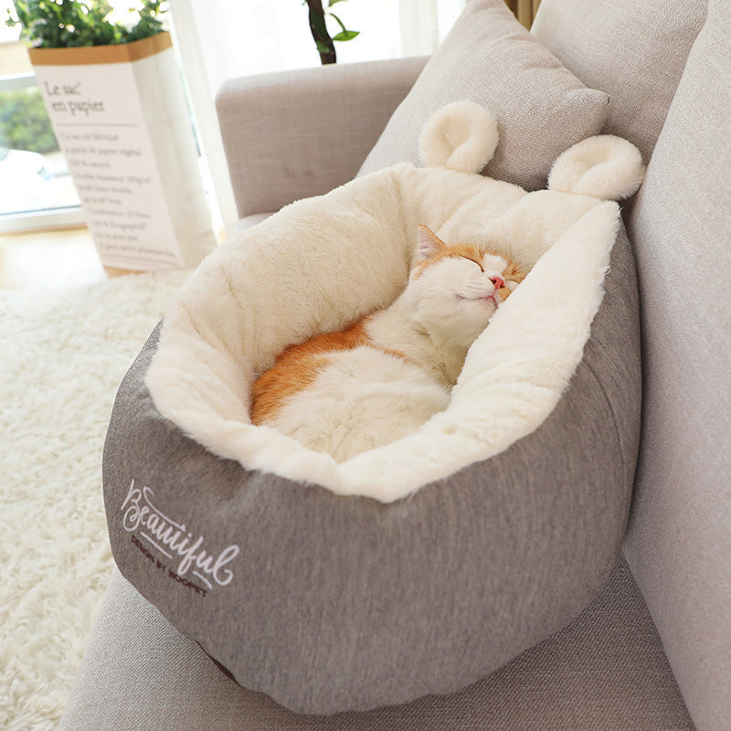 Soft Cat Bed - Grey / M - Pet Bed