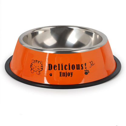 Stainless steel dog bowl-1 - Orange / L - Dog Bowl