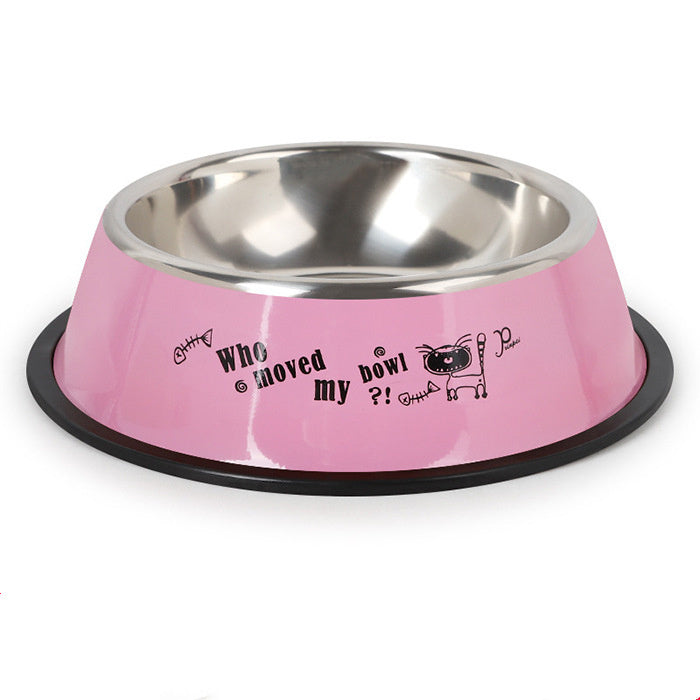 Stainless steel dog bowl-1 - Pink / L - Dog Bowl