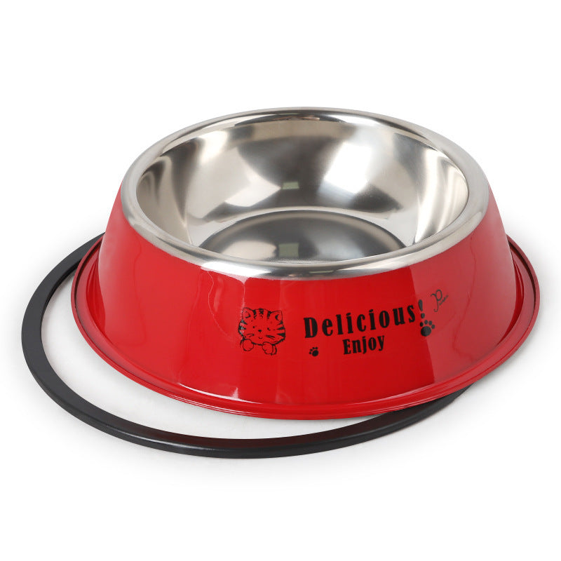 Stainless steel dog bowl-1 - Red / L - Dog Bowl