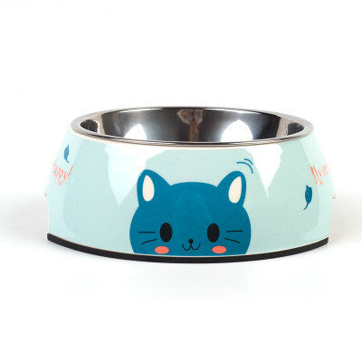 Stainless steel dog bowl - Blue cat / L - Dog Bowl