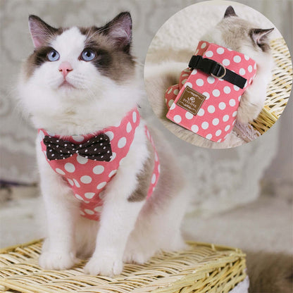 Vest-style Chest Strap For Cats - Cute pink / L - Cat collar