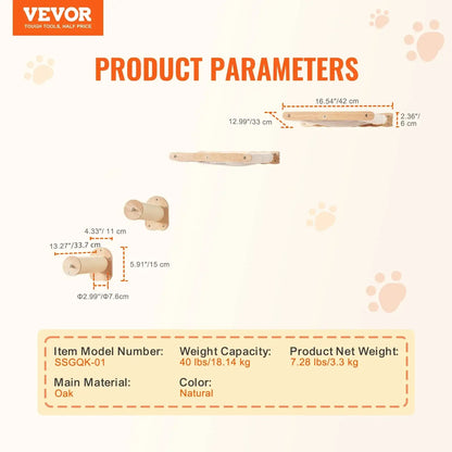 VEVOR Cat Wall Mounted Shelves and Perches with Jumping Boards - 3sets / Poland